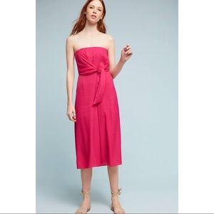 Anthro Maeve Pink Strapless Cropped Jumpsuit